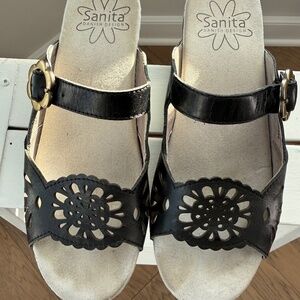 SANITA Laser Cut Flower Slip On Mary Jane Sandals Size 37/6